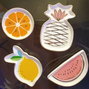Set of 4 ceramic fruit trinket tray/Jewelry Dish